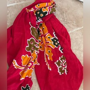 NWT Casual Movements Red Large Floral Print Sarong Wrap Scarf Dress Swim Coverup